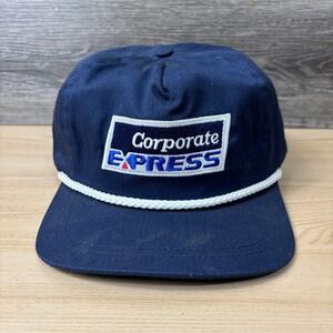 Vintage Corporate Express Hat Cap Strap Back Blue Navy Trucker Adjustable